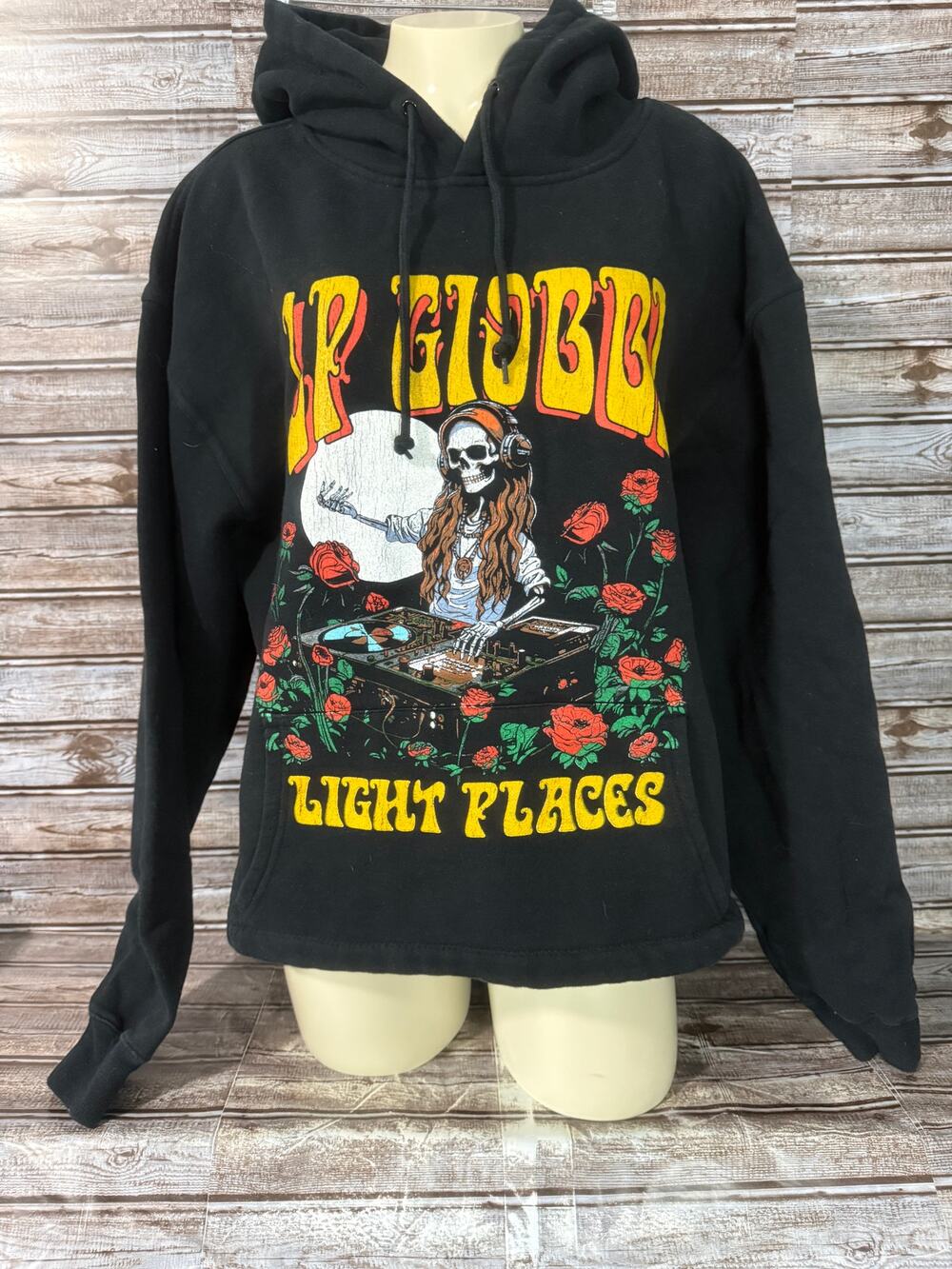 LP Giobbi 2023 Tour Hoodie XL Dance EDM Cropped Skeleton DJ Concert Light Places
